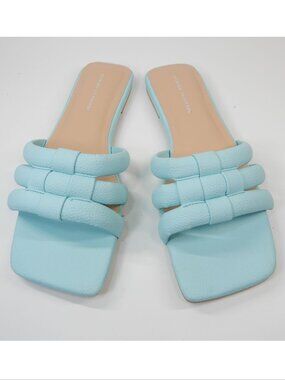 Fashion To Figure Gaiana Flat Square Toe Slide Sandals Size 9 Light Blue NEW